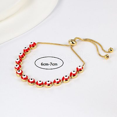 Brass Evil Eye Link Chains Slider Bracelet LU9837-1-1