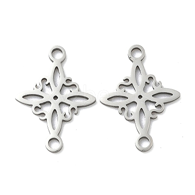 304 Stainless Steel Rhombus Flower Connector Charms X-STAS-G361-04P-1