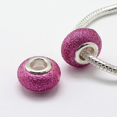Glitter Powder Handmade Lampwork Large Hole Rondelle European Beads LPDL-L005-M-1
