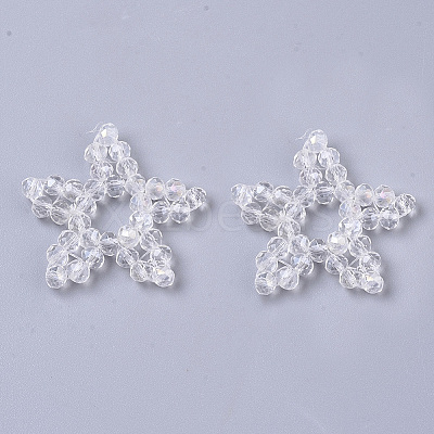 Plating Acrylic Woven Beads PACR-R247-02C-1