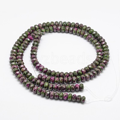 Faceted Natural Ruby in Zoisite Rondelle Beads Strands X-G-K090-04-1