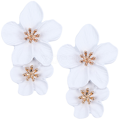 1 Pair Alloy Flower Dangle Stud Earrings EJEW-SP0001-18-1