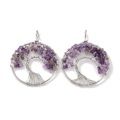 Natural Amethyst Big Pendants G-G910-K13-P-1