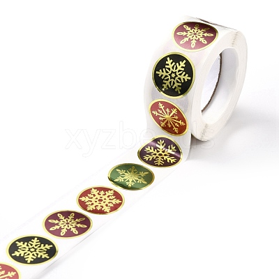 Christmas Themed Flat Round Roll Stickers DIY-B045-14-1