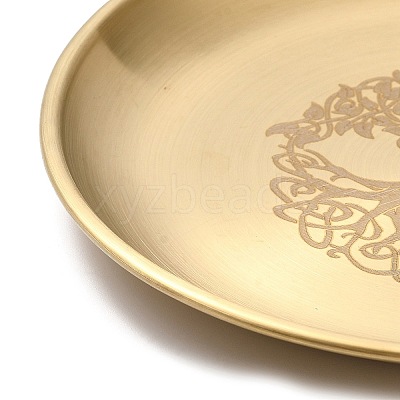 Tree of Life Pattern Flat Round 201 Stainless Steel Candle Holders AJEW-K038-01G-1