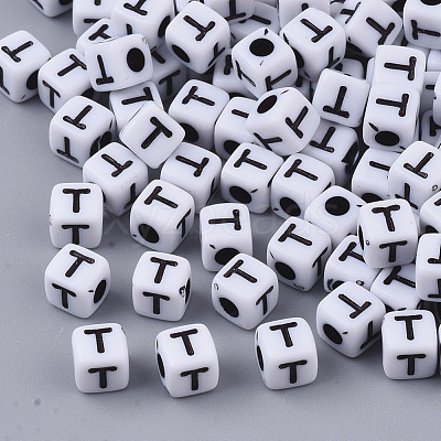 White Opaque Acrylic Beads MACR-R869-02T-1