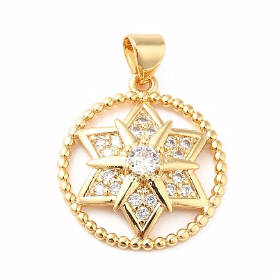 Rack Plating Brass Micro Pave Cubic Zirconia Pendants KK-B057-07G-1