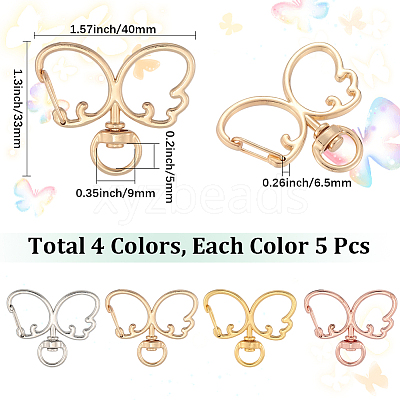 20Pcs 4 Colors Alloy Swivel Clasps FIND-SC0017-27-1