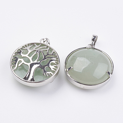 Natural Green Aventurine Pendants KK-K216-A06-1