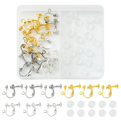 12Pcs 3 ColorS Brass Screw On Clip-on Earring Findings KK-FS0001-32-1