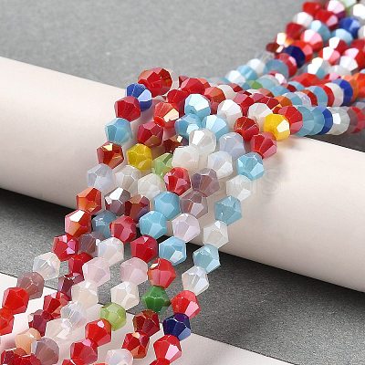 Opaque Solid Color Electroplate Glass Beads Strands GLAA-F029-P4mm-A16-1