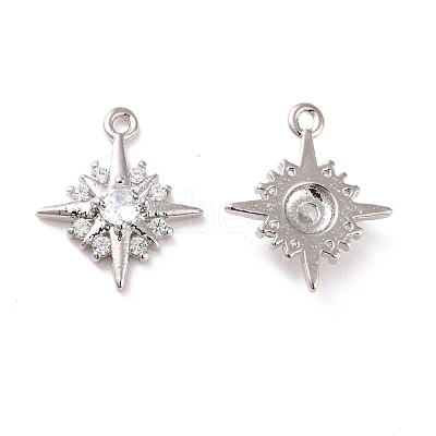 Brass Micro Pave Clear Cubic Zirconia Charms KK-G418-09P-1