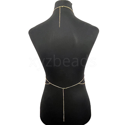 Alloy & Iron Tassel Sexy Body Chains with Blue Acrylic Teardrop Beads for Women WG92352-01-1