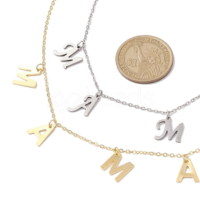 Mother's Day 304 Stainless Steel Letter MAMA Pendant Necklace NJEW-JN04702-1