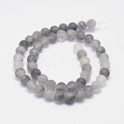 Frosted Natural Cloudy Quartz Round Beads Strands X-G-F255-02-8mm-1