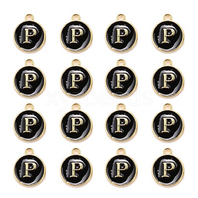 Golden Plated Alloy Charms LS-ENAM-S118-02P-1