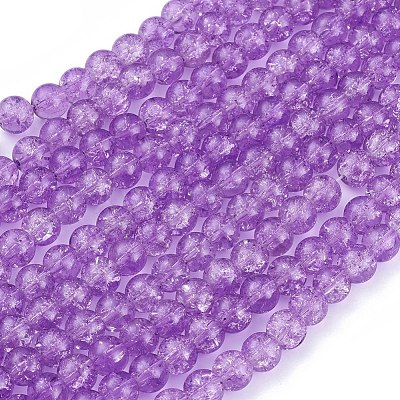 Plum Crackle Glass Round Beads Strands X-CCG-Q002-8mm-04-1