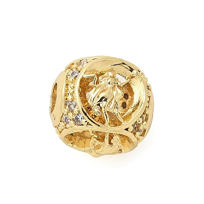 Brass Micro Pave Cubic Zirconia Beads KK-Z095-04G-06-1