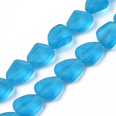 Transparent Frosted Glass Beads Strands FGLA-S001-02-1