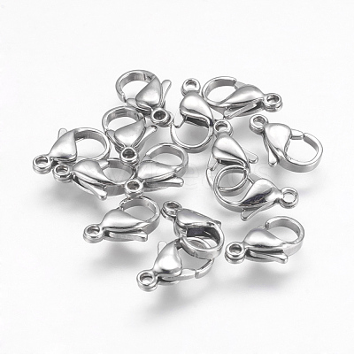 Tarnish Resistant 304 Stainless Steel Lobster Claw Clasps Hand Polished STAS-F125-12x7mm-P-1