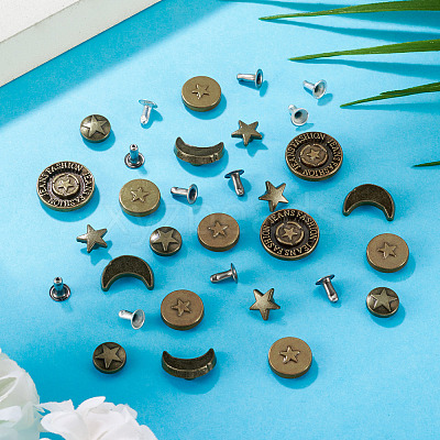 50Pcs 5 Styles Alloy River Studs FIND-TA0009-69-1