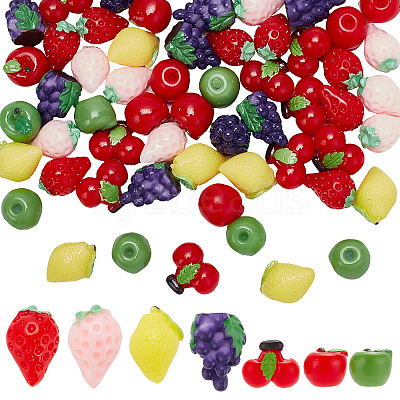 70Pcs 7 Styles Opaque Resin Decoden Cabochons RESI-CP0001-07-1