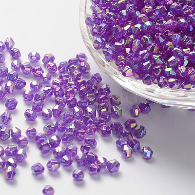 Bicone AB Color Plated Eco-Friendly Transparent Acrylic Beads X-TACR-A003-4mm-28-1