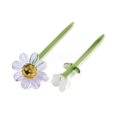 Handmade Lampwork Birthday Flower & Vase Set for Tabletop Display LAMP-D007-002I-1
