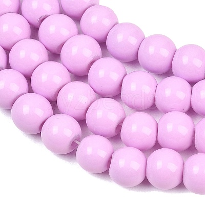 Painted Glass Bead Strands DGLA-S071-8mm-B38-1-1