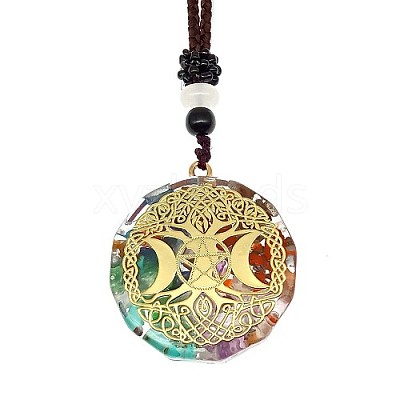Orgonite Chakra Natural & Synthetic Mixed Stone Pendant Necklaces PZ4674-21-1