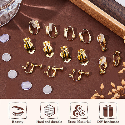 32Pcs 4 Style Brass Clip-on Earring Converters Findings KK-SP0001-28G-1