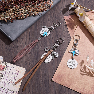 3Pcs Faux Suede Cord & Alloy Keychains HJEW-BC00123-1