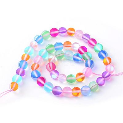 Synthetic Moonstone Beads Strands G-R375-8mm-A08-1