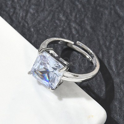 Brass & Clear Cubic Zirconia Finger Rings CU-CBA7E55-13P-1