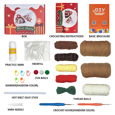 1Set Christmas Theme DIY Crochet Kit for Beginners DIY-SC0027-78B-1