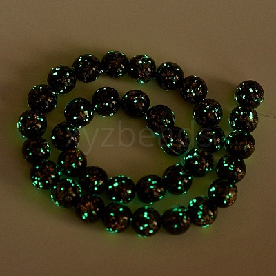 Handmade Gold Sand Lampwork Beads Strands LAMP-P051-L04-10mm-1