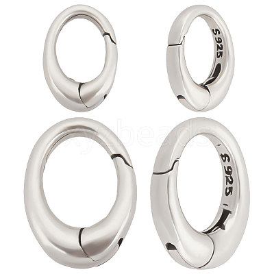 2Pcs 2 Size 925 Sterling Silver Spring Gate Rings STER-BBC0001-75-1