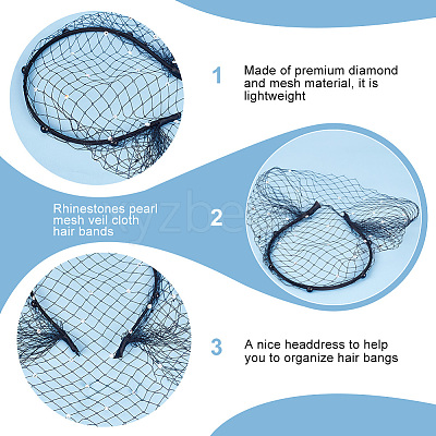 2Pcs 2 Styles Bridal Pearl Mesh Veil Cloth Hair Bands MRMJ-FG0001-16B-1