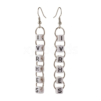 Word Ivrhes Long Brass Dangle Earrings for Women EJEW-JE04753-1
