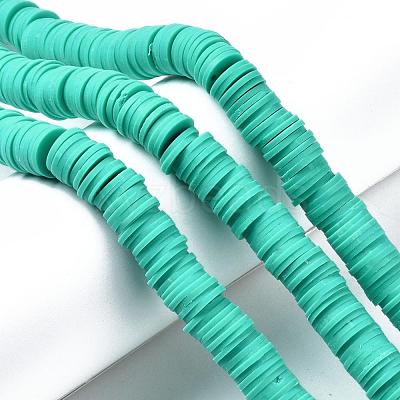 Flat Round Handmade Polymer Clay Beads CLAY-R067-10mm-34-1