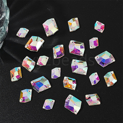 72Pcs 3 Style Irregular Rhombus Glass Sew on Rhinestone GLAA-GO0001-15-1