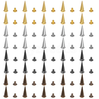 40Ssets 4 Colors Alloy Spikes Screwback Studs PALLOY-SZ0001-24-1
