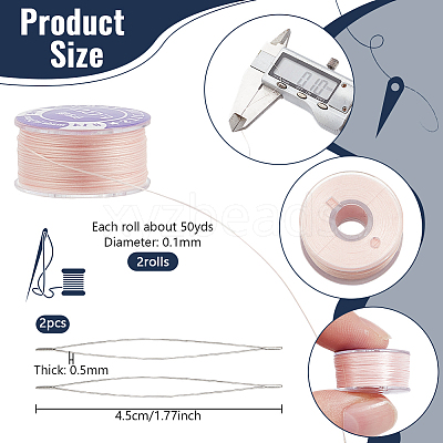 2 Rolls Special Coated Polyester Beading Threads OCOR-NB0002-06H-1