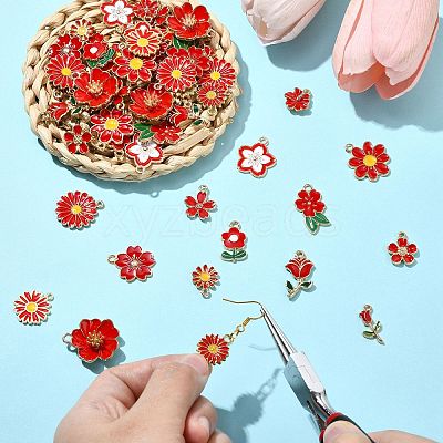 60Pcs 15 Styles Alloy Enamel Pendants ENAM-CJ0006-46-1