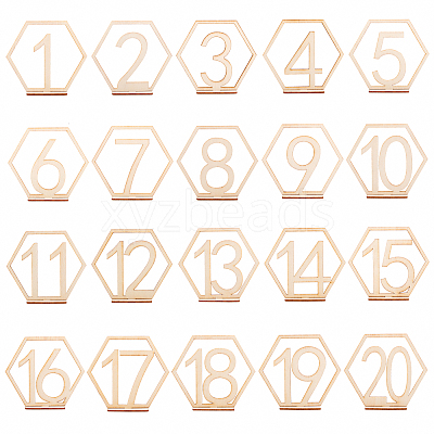 Wood Table Numbers Cards AJEW-PH0016-59-1