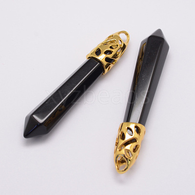 Natural Obsidian Big Pointed Pendants G-D860-C33-G-1