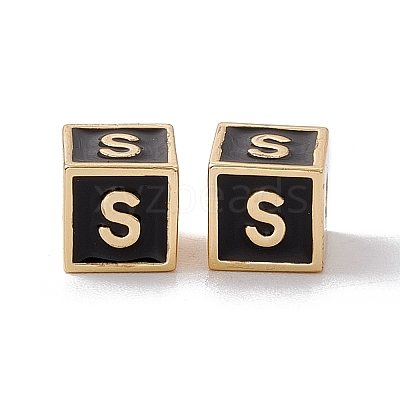 Rack Plating Brass Enamel Beads KK-B060-04G-01S-1