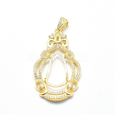 925 Sterling Silver Pendant Cabochon Open Back Settings STER-P044-02G-1