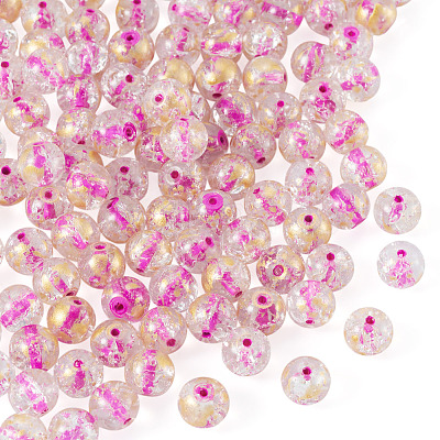 100Pcs Crackle Transparent Glass Beads GLAA-TADJ0001-12I-1
