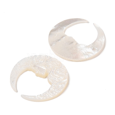 Natural White Shell Carved Cabochons SSHEL-C012-11-1